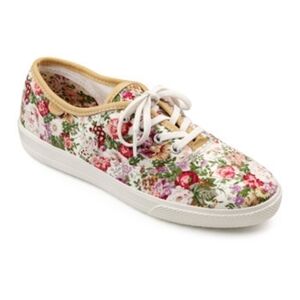 Hotter Mabel Floral Print Canvas Lace-Up Sneakers New With Tags
